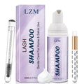 LZM Lash Shampoo Lash Cleaner - Lash Wash Cleaning kit for Cluster Lash/Eyelash Extensions Lash Bath Lash Cleanser Foam Lash Soap Lash Care Oil Free 60ml(3-IN-1 SHAMPOO KIT)